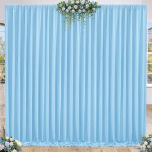 8 x 10ft Baby Blue Backdrop Curtains for Baby Shower, Wrinkle Free Polyester Drapes for Backdrop Light Blue Photo Background Soft Fabric Back Drop for Birthday Wedding Party Decoration 2 Panels