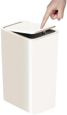 TIPGO Bathroom Trash Can with Lid, 10 Liter/ 2.6 Gallon Slim Garbage Can, Small Trash Bin Waste Basket with Pop-Up Lid for Kitchen, Bedroom, Living Room, Office (White)