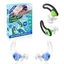 Hearprotek Swimmer Ear Plugs, [2 Pairs] Custom-fit Water Protection Adult Swimming earplugs for Swimmers Pool Shower Bathing and Other Water Sports(Blue&Green)