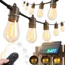 KYY 54FT Solar String Lights Outdoor Waterproof with USB Charging & Remote, Dimmable & Timable, Solar Powered Patio Lights with LED Shatterproof Bulbs for Deck Backyard Porch Garden Camping (48+6FT(16 Sockets), Black)
