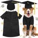 Xuniea 2 Pcs Dog Graduation Costume Set 2026 Dog Graduation Cap and Gown Puppy Hat with Tassel Matte Pet Grad Outfit Cats Grad Bear Holiday Party Costume Accessory(Black,Large)