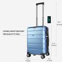 KROSER Hardside Expandable Carry On Luggage with Spinner Wheels & Built-in TSA Lock, Durable Suitcase Rolling Luggage with USB Port, Carry-On 20-Inch, Light Blue, 21.5 x 14.1 x 9.3 inches