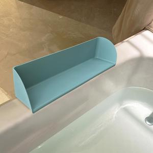 Silicone Bathtub Splash Guard for Kids with 6 Suction Cups Bath Toy Storage & Playpad Shower Gel Shelf Water Splash Guard on Bath Tub Side No Water Spill & No Mess in Bathroom (Aqua)