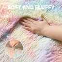 KICHOWUA Thick Area Rug 5x7 Rainbow Fluffy Shag for Girls Bedroom,Ultra Soft Unicorn Plush Fuzzy Washable Thickened Non-Slip Carpet, Pastel Furry Shaggy Rug for Living Room Kids Boys Nursery Dorm
