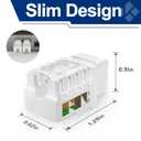 2 x Cat6 Keystone Jacks 12-Pack, RJ45 Keystone Jack 90 Degree Punch Down, Ethernet Jack for Cat6, Cat5e, Cat5 Cabling, Slim Profile in White