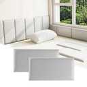 3D Anti-Collision Wall Padding for Kids, Grey Peel and Stick Headboard Pack of 4 Panels Sized 7.8" x 15.7", Self-Adhesive Panels for Bedroom/Living Room Upholstered Wall