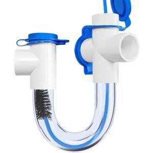 Condensate U Trap PVC Standard 3/4 Inch Connector Pipe Fitting with Cleaning Brush for HVAC Drain System