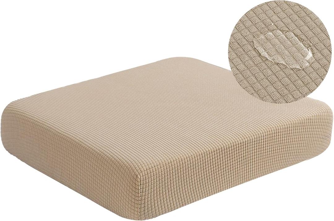 Water Repellent Couch Cushion Covers, Stretch Sofa Seat Slipcover Sets for Camper, Furniture Protector for Pets (Chair Cushion, Sand) (Small)