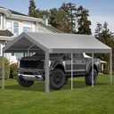 12x20 FT Heavy Duty Carport Replacement Canopy Cover, Durable Waterproof Garage Shelter Top, Car Tent for Outdoor Use, with Ball Bungees for Secure (Gray)