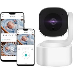 Baby Monitor 3MP 2K Wi-Fi Indoor Pan/Tilt Security Camera with Night Vision, Two-Way Audio, Motion Detection for Baby and Pet Monitor, and Bluetooth Quick Setup, Works with iOS, Android
