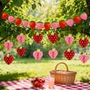 13PCS Strawberry Party Decorations Honeycomb Balls Banner Berry First Birthday Hanging Decor Table Centerpieces