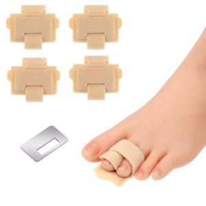 4PCS Toe Wraps for Hammer Toe, Reusable Fabric Foot Splint, Unisex Toes Straightener for Crooked, Curled, Bent Toes (Skin Color)