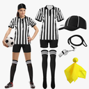 Women Referee Costume Black and White Stripe Ref Shirt Jersey Shorts Referee Hat for Carnival Party Halloween Cosplay Party, Size:XXL