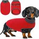 Queenmore Dog Sweater,Soft Fleece Vest Pullover Dogs Jacket with Elastic Stretchable,Warm Winter Dog Coats Cold Weather Doggy Dachshund Sweaters for Small Dogs Cats Boy or Girl (Red, S)