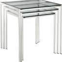 Modway Nimble Glass and Stainless Steel 3-Piece Side Nesting Table Set In Silver
