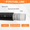 10FT PTFE Fuel Hose Line 6AN 1885PSI Nylon Braided | PTFE inner tube; Nylon braided outer; For E85/gasoline/diesel