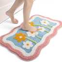 Soft Floral Bathroom Rugs Cute Bath Mat Absorbent Long-Lasting, Microfiber for Shower, Tub, Floor, Bathroom,Sink,Non-Slip Colorful and Flowers Decor Trendy Machine Washable Bath Mats,16x24 in