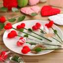 20 Pcs Valentine's Day Crochet Heart Flower Bouquet Handmade Knitted Flowers Bulk with Cards Red Valentine Crochet Flower for Arrangements Floral Bouquet Crafts Decorations Gift for Women Girlfriend