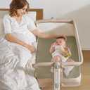 lulumoon Muslin Bassinet Sheets for Baby: Soft Bedside Sleeper Bassinet Fitted Sheets for Boys and Girls, Olive & Cream