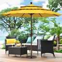 EliteShade USA 10-Year-Non-Fading 11ft 3-Tier Market Patio Umbrella, Commercial Grade Outdoor Table Umbrella with Crank Open, Windproof & UPF 50+ UV Protection, Heavy Duty Ventilation for Garden, Deck, Pool, Backyard, Beach & Bistro, No Tilt, Sunflower Yellow