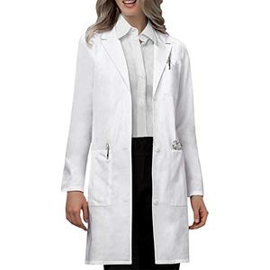 VOGRYE Women's Lab Coat Long Sleeve 3 Pocket Medical Coat with Button Wrinkle Resistant Professional for Doctor Nurse Small Stains
