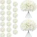 AVIVIHO 20Pcs White Hydrangea Artificial Flowers Bulk Realistic Silk Faux Hydrangea Heads with Stems Ivory Fake Flowers for Wedding,Party,Home,Table Centerpieces, Arch,Baby Shower,Party DIY Decoration