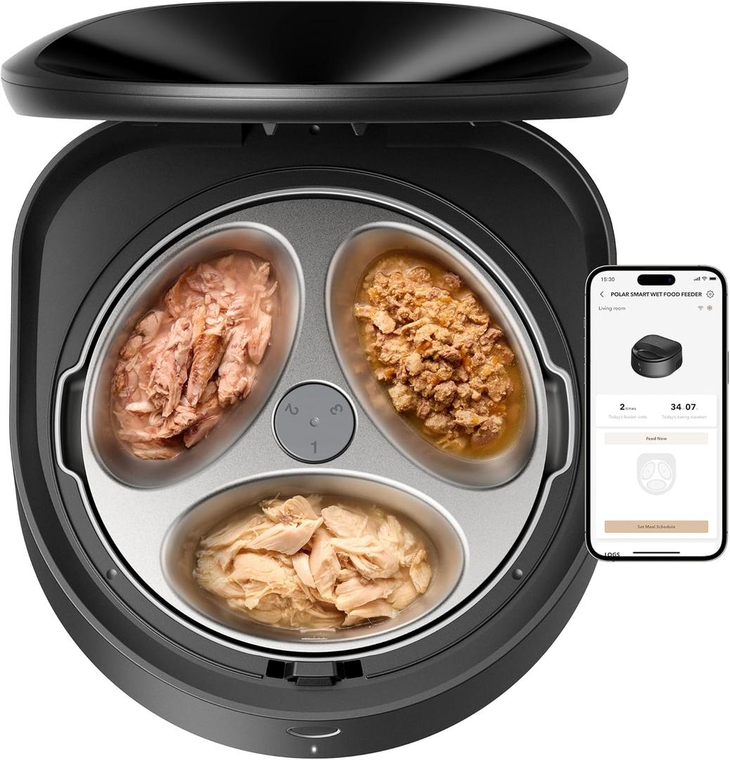 PETLIBRO Automatic Cat Feeder Wet Food with Stainless Steel Bowl, Refrigerated Auto Cat Feeder with Semiconductor Cooling, 3 Fresh Meals for 3 Days, App-Controlled Pet Food Dispenser, Easy to Clean (Black)