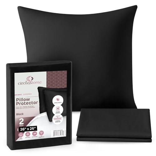 CIRCLESHOME European Pillow Protectors - 100% Cotton Breathable Pillowcases - 26 X 26 Square Pillowcases - Protects Pillows from Dirt, Dust and Debris (European- 4 Pack- 26x26)