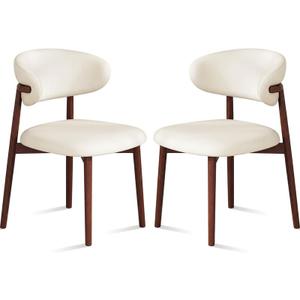 Mifoci 2 Set Leather Dining Chairs, Modern Upholstered Kitchen Chairs with Cushion and Metal Leg, Farmhouse Mid Century Open Back and Padded Seat Chair for Home Living Room (Walnut Color Leg)