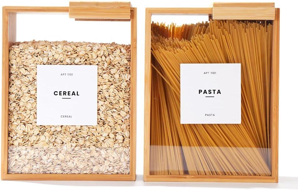 Food Dispenser 2L | Kitchen Organizers and Storage | Food Containers & Cereal Dispenser for Pantry Organization And Storage Container | Cereal, Rice, Flour, Snack (Bamboo, 2)