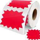 Price Tags Stickers Red 4 x 3 Inches Self-Adhesive Large Sale Sticker Starburst Signs Removable Waterproof Labels for Retail Store Market Business 500 PCS