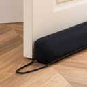 Sunolga 36" Weighted Door Draft Stopper, Triangular Column Sound Proof Draft Guard for Doors and Windows, Machine Washable, Black