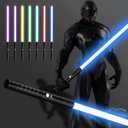 Lightsaber RGB15 Colors Metal Hilt 3 Sound Modes Rechargeable Force FX Heavy Dueling Light Saber Swords Set Cosplay Children Adults (Black)
