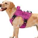 Heavy-Duty Tactical Dog Harness for Large Dogs, No Pull Adjustable Reflective Pet Vest with Molle System, K9 Military-Grade Control for Service Training, Outdoor & 10+ Breeds, Pink, Medium