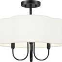 18" Semi Flush Mount Ceiling Light, 4-Light Vintage Light Fixtures Ceiling Mount with Fabric Shade in Quatrefoil for Kitchen Nursery Entryway Hallway Bedroom, Matte Black, SM179-MB-L