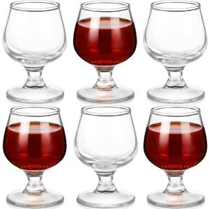 CHENGU 6 Pieces 2 Oz Mini Shot Glass Set for Whiskey, Brandy, Tequila Clear Tasting Glasses, Snifters, Cordial and Sherry Glasses