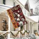 Winter Christmas House Flag 28x40 Inch Double Sided Outside, Welcome Dried Flowers Pine Cone Branch Red Berry Cotton Xmas Holiday Outdoor Seasonal Garden Yard Decoration