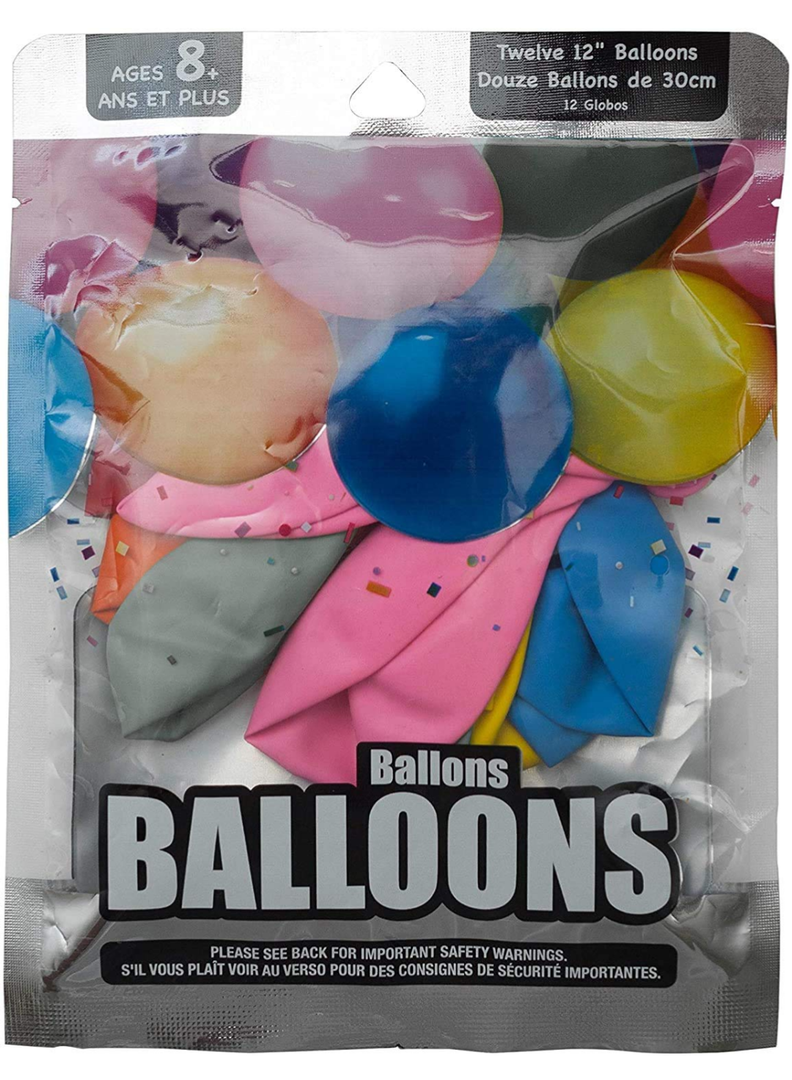 Jacent 12" Party Balloons (assorted colors, 12 count): 2 packs / 24 balloons