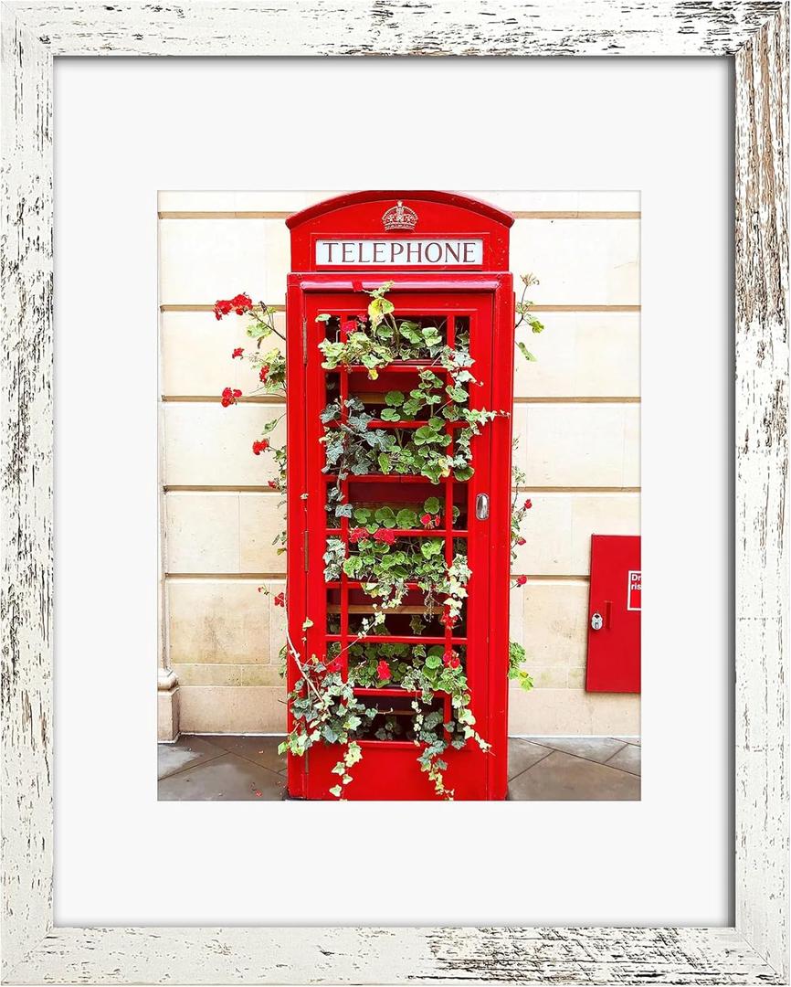 SESEAT 11x14 Picture Frame Distressed White, Display Pictures 8x10 with Mat or 11x14 without Mat,Photo Frames Wall Gallery, 1 Pack