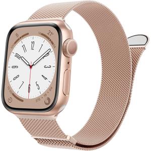 MARGE PLUS Compatible with Apple Watch Band 38mm 40mm 41mm 42mm 44mm 45mm 46mm 49mm Women Men, Stainless Steel Mesh Loop Magnetic Clasp Replacement for iWatch Series 11 10 9 8 7 6 5 4 SE3 SE2 Ultra 3 (A-Champagne Gold)