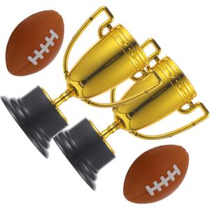 2sets Mini Trophy Awards Portable Plastic Sports Trophies for Competitions School Events and Parties Celebratory Decor for Winners Includes and Football