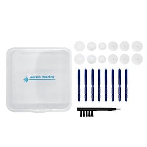 Audien Hearing Amplifier EV3 Accessories Kit, Silicone Dome Earbuds, Cleaning Brush and Screwdriver, Wax Guards, Carrying Case