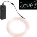EL Wire Light, 16.4ft/5m Portable Battery Pack Neon Lights Strip 360 Cuttable Glowing Rope Lights for Parties, Halloween, DIY Decoration(White)