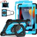 Case for iPad 9th Generation iPad Case 9th 8th 7th Generation iPad 10.2 Inch iPad 9th Gen Cover with Screen Protector Pen Holder TabletCases for Kids 360 Rotating Stand, Black Blue