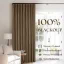 Brown Pinch Pleated 100% Blackout Linen Bedroom Curtains 96 Inch Length Double Layer Pleat Curtains Ring Hooks Back Tab Black Out Room Darkening Drapes 96 Inches Long Living Room Dutch Cocoa