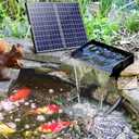POPOSOAP Solar Pond Waterfall Spillway Kit, 55W Folding Solar Panel & Pond Pump Included, DIY Water Feature for Garden, Balcony, Indoor Aquarium & Small Ponds-P5552