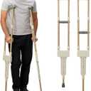 Aluminum Crutches for Adults, Pair of Height Adjustable Crutch (Fits 5'0" - 5'10"), Universal & Lightweight Crutches for Kids, Women, Includes Padded Underarm Cushions, Rubber Tips, 300 lbs Capacity