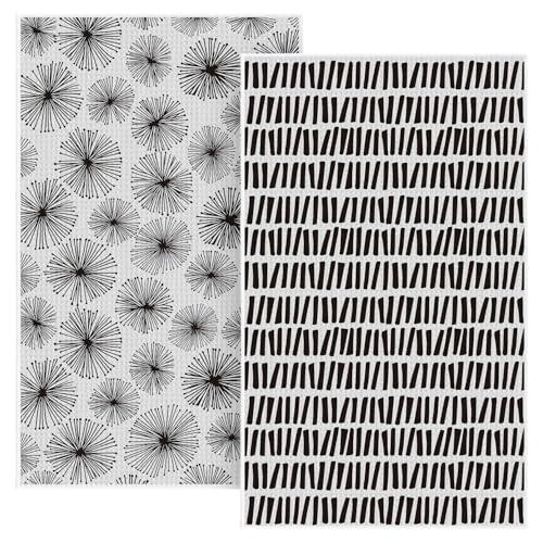 Artoid Mode Sky Party Linework Kitchen Tea Towels, 18x30 Inch Oversize Quick Dry Microfiber Cloth Dish Towels for Kitchen Drying Set of 2
