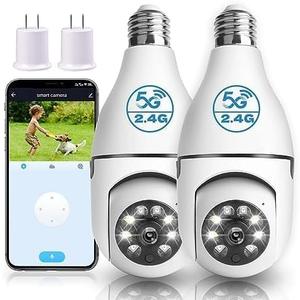 2K / 4MP Light Bulb Security Camera Outdoor Waterproof, 2.4GHz Wireless WiFi Light Socket Camera for Home Secuity with Motion Detection and Alarm, Color Night Vision (IK500)
