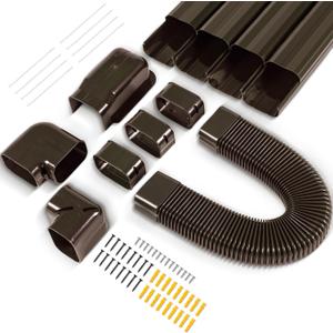 4”W 16.5Ft Decorative PVC Line Set Cover Kit for Mini Split Lineset Cover Kit for Air Conditioner & Heat Pump (Brown)